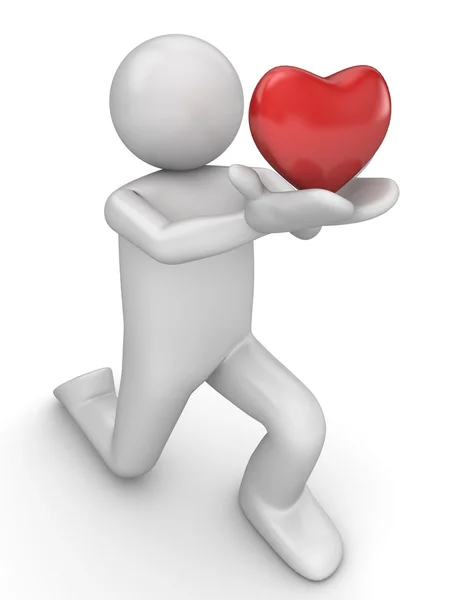 Tomar mi corazón 2 (amor, San Valentín serie del día, 3d carácter aislado ) —  Fotos de Stock