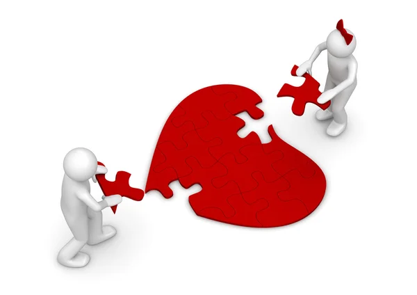 Amor - rompecabezas (amor, San Valentín serie del día, personajes aislados 3d ) —  Fotos de Stock