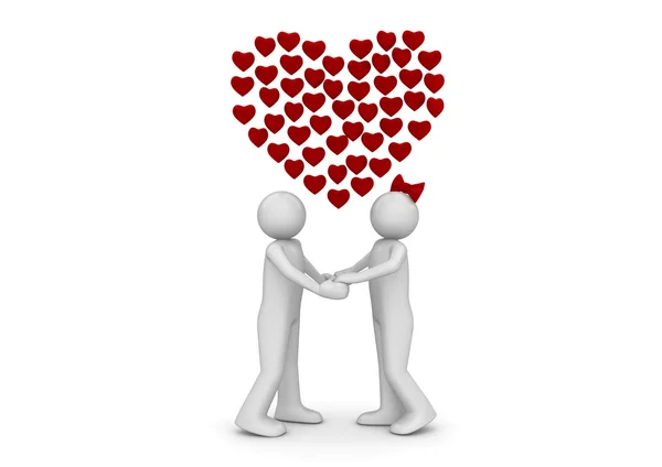 Pensamientos de amor (amor, serie de San Valentín, personajes aislados 3d ) —  Fotos de Stock
