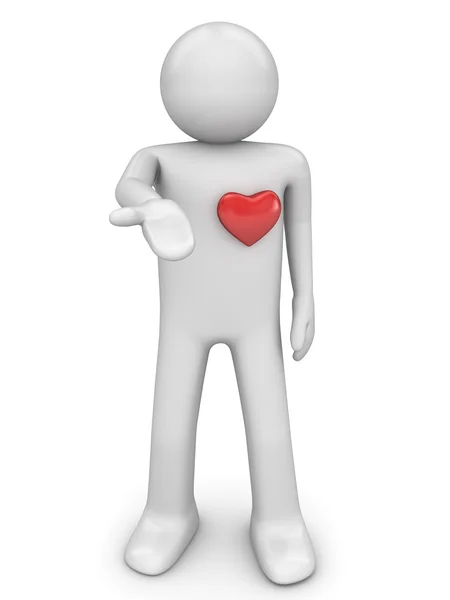 Neem mijn hart 3 (liefde, valentijn dag serie, 3D-geïsoleerde karakter) — Stockfoto