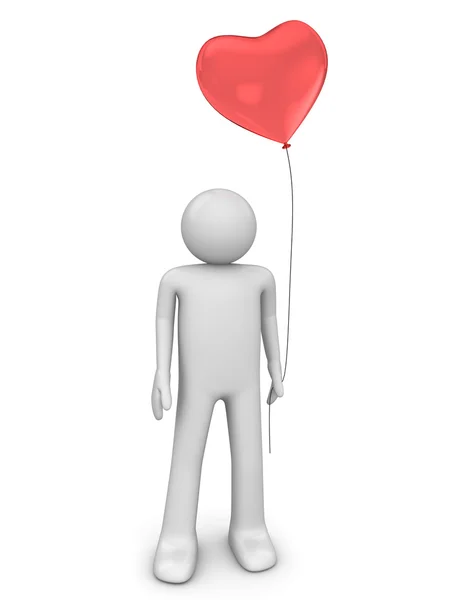 Homem com balão de amor (amor, Valentim série dia, 3d personagem isolado ) — Fotografia de Stock