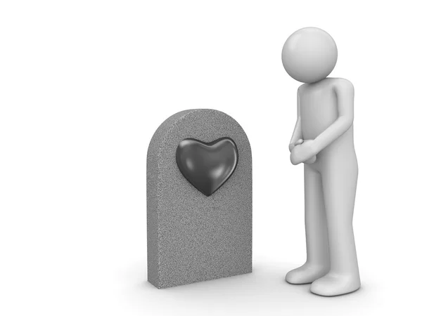 Love grave and sorrowful man (love, valentine day series, 3d isolated character) — Stock Photo, Image