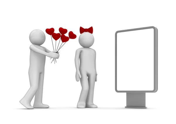 Ramo de corazón (amor, serie de San Valentín, personajes aislados 3d ) — Foto de Stock