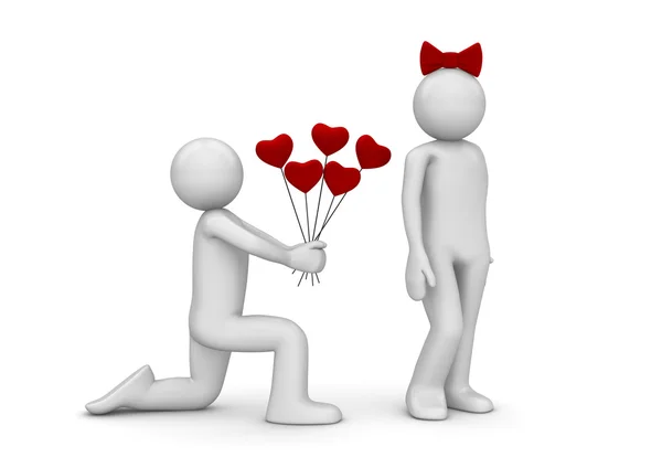 Srdce candy kytice (láska, valentine den série, 3d izolovaných znaků) — Stock fotografie