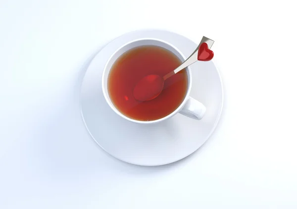 Tazza di tè con bel cucchiaio — Foto Stock