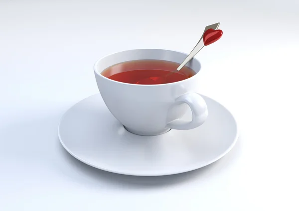 Tasse de thé avec belle cuillère — Photo