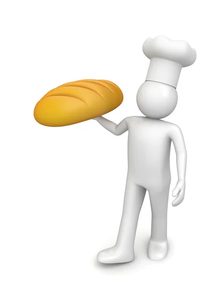 Panadero con pan largo — Foto de Stock