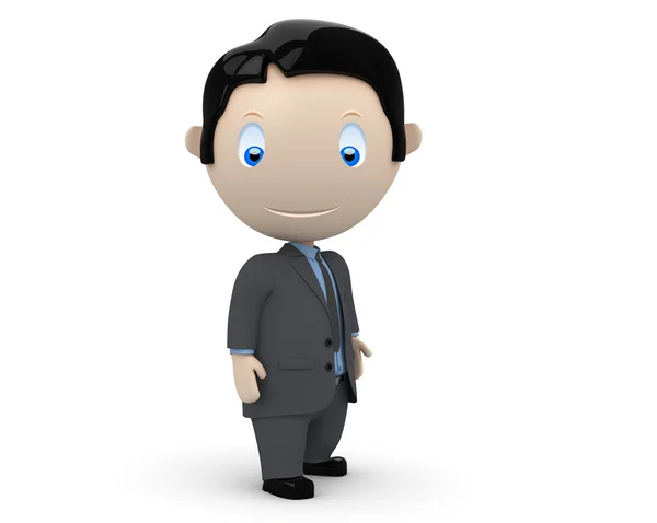 Empresário! Personagens sociais 3D: Jovem homem de negócios feliz fica parado. Nova coleção em constante crescimento de expressivas imagens multiúso únicas. Conceito para ilustração de negócios. É — Fotografia de Stock