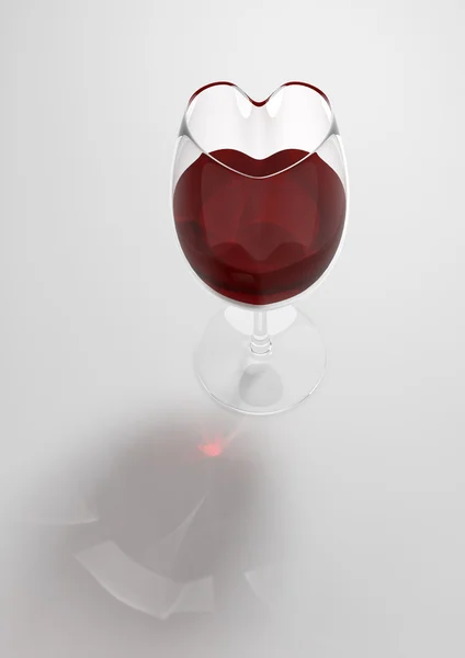 Copo de vinho em forma de coração (amor, série dia dos namorados, personagens isolados 3d ) — Fotografia de Stock