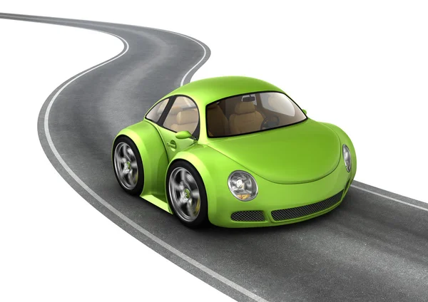 Green micromachine on the road — Stock Photo, Image