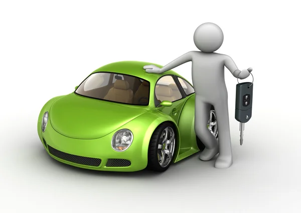 Új zöld autó — Stock Fotó