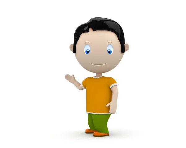 Itt vagyok! szociális 3D-s karakterek: boldog mosolygó fiú hullám a kezét. új folyamatosan növekvő kifejező egyedi multi képek gyűjteménye. Üdvözöljük vagy üdvözlés illusztráció koncepció. Isol — Stock Fotó