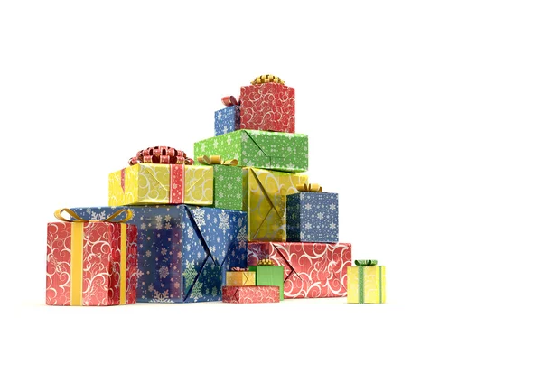 Heap of Presents (isolated pile of gift-boxes) — Stock Photo, Image