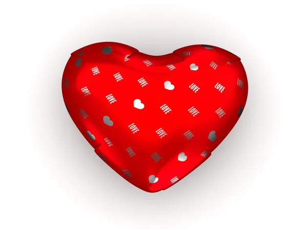 Presente coração envolto (amor, série dia dos namorados, personagens isolados 3d ) — Fotografia de Stock