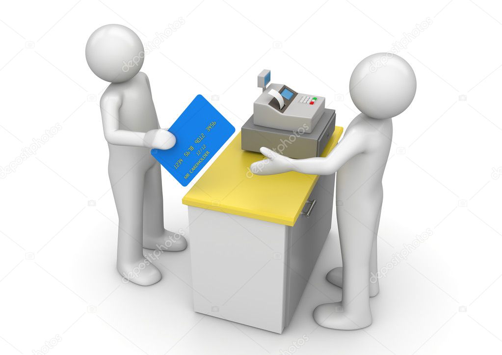 Paying by credit card on cash desk - Finance collection