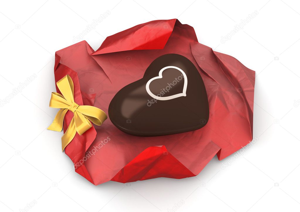 Sweet chocolate heart unwrapped