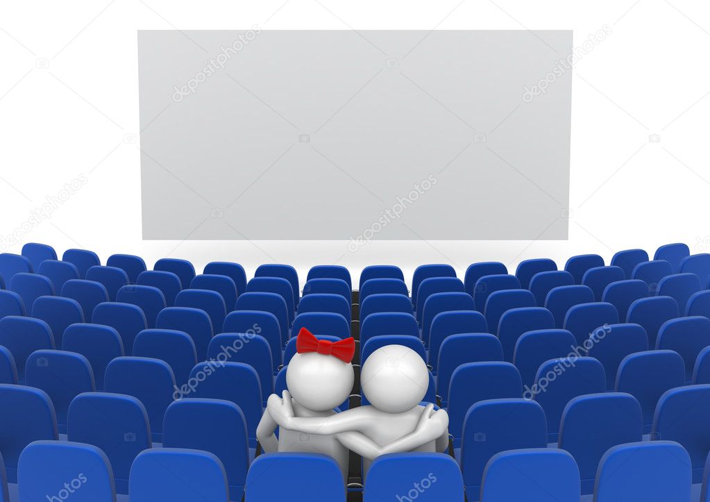 Date in cinema (love, valentine day series, 3d isolated characters