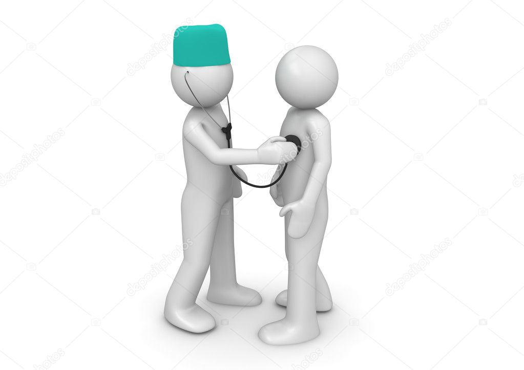 Doctor and patient (3d isolated characters on white background,