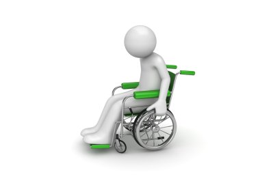 Disabled person on a wheeled chair clipart