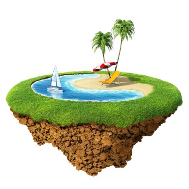 Personal resort on little planet. Concept for travel, holiday, hotel, spa, resort design