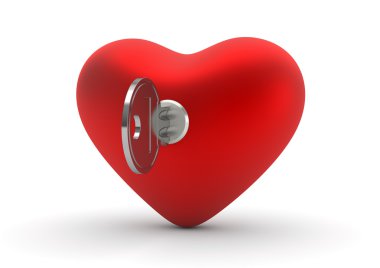 Key to your heart (love, valentine day series, 3d isolated objec clipart