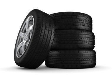 Four tires isolated close-up clipart