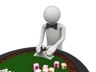 Croupier shuffles the cards clipart