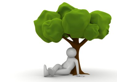 Sitting under the tree clipart