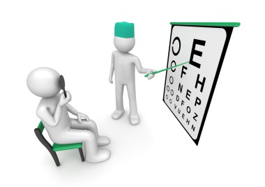 Healthcare collection - Oculist examining patient's sight clipart