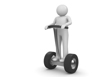 Segway driver. Character on modern ecological electric vehicle. Isolated. One of a 1000 plus 3d characters series clipart