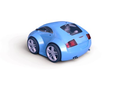Baby Coupe Rear View (Little Blue Tiny Isolated Concept Car) clipart