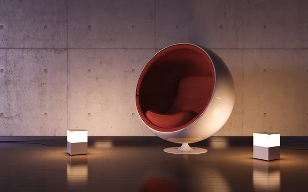 Acogedor sillón con dos lámparas en el interior — Foto de Stock
