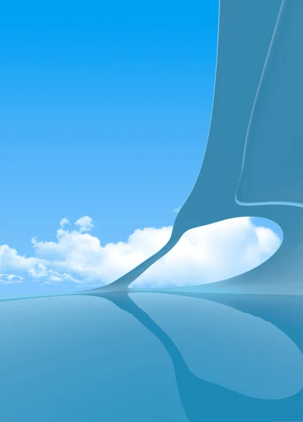 Framtida interiör vertikala copyspace (framtida blå interiör serien — Stockfoto