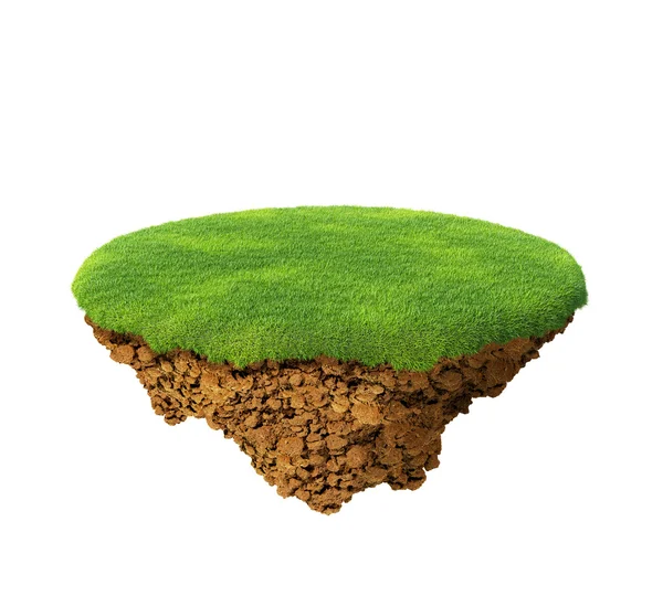 Little fine island - planet. A piece of land in the air. Empty lawn. Detailed ground in the base. To use as background for your concept — Stock Photo, Image