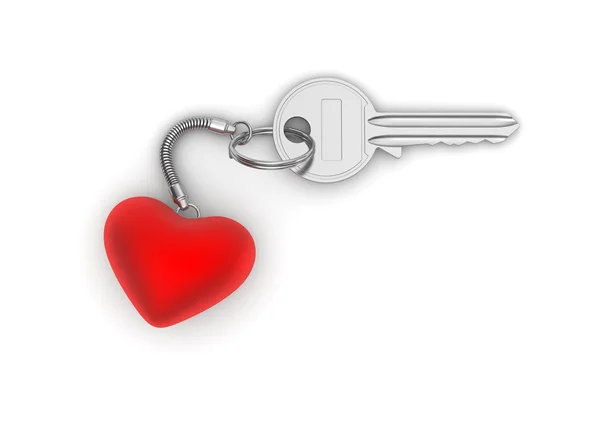 Schlüssel zu meinem Herzen mit Herzschmuck (Liebe, Valentinstag-Serie, 3D isolierte Charaktere) — Stockfoto