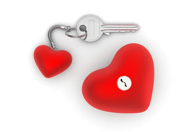 Key to my heart with heart trinket and lock (love, valentine day — Stock Photo, Image