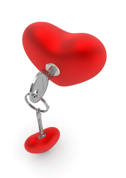 Sleutel tot mijn hart met hart trinket in het slot (liefde, valentine — Stockfoto