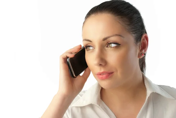 Attractive young businesswoman talking phone — Stock Photo, Image