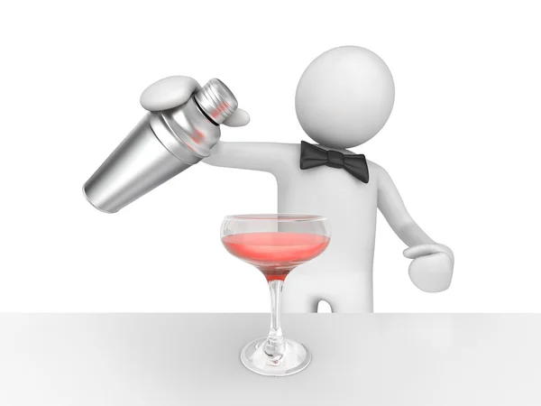 Barman leje koktajl różowy — Zdjęcie stockowe