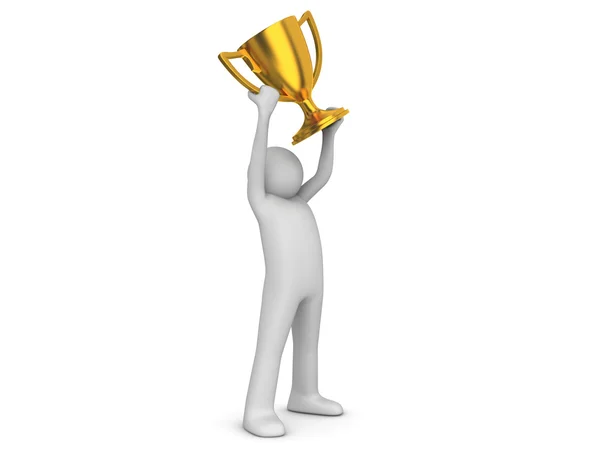 stock image Winner holding cup