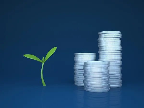 Growing funds - investments (3d simple business concepts and metaphors series) — Stock Photo, Image