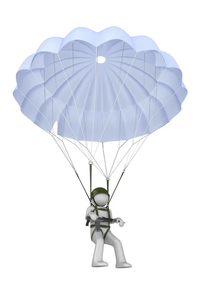 Parachutiste d'atterrissage avec fusil — Photo