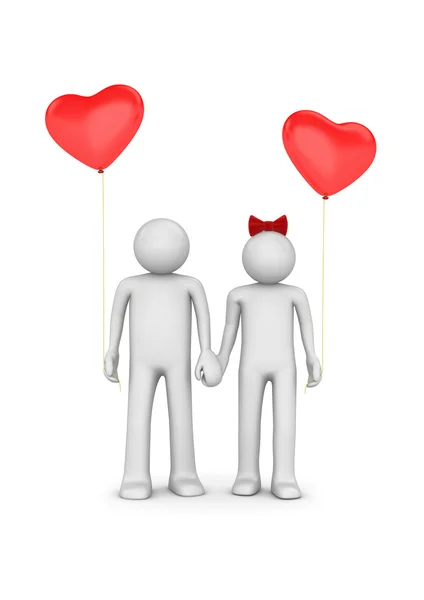 Пара с шариками в форме сердца — стоковое фото