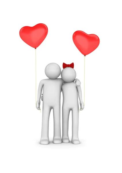 Luftballong love (kärlek, alla hjärtans dag-serien, 3d isolerade tecke — Stockfoto