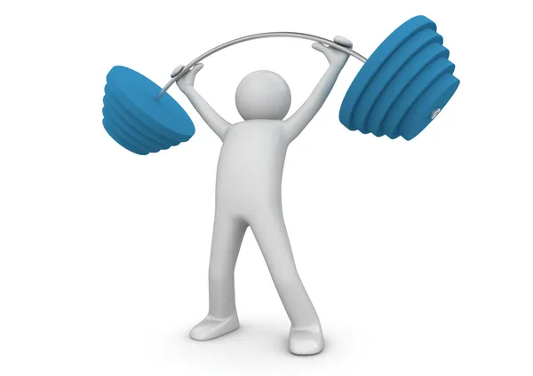Weight-lifter lifts barbell on white. Isolated 3D image — Stock Photo, Image