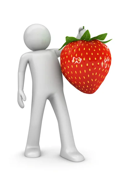 フルーツ コレクション - 甘いイチゴを持つ男 — ストック写真