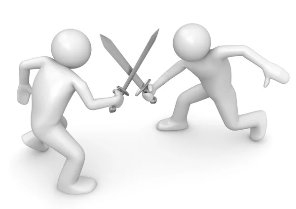 Competitors crossing swords — Stock Photo, Image