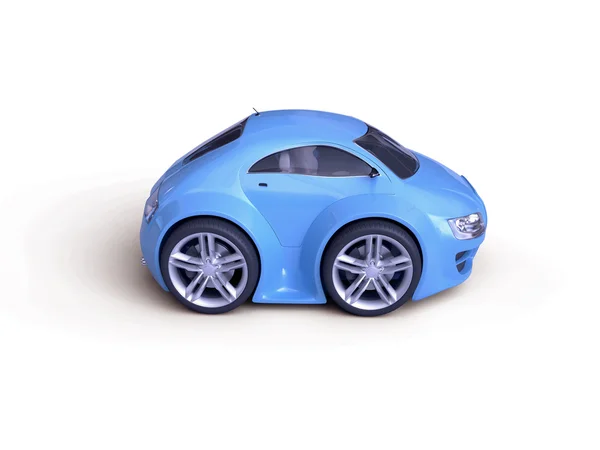 Bebê Coupe Vista Lateral (Little Blue Tiny Isolated Concept Car ) — Fotografia de Stock