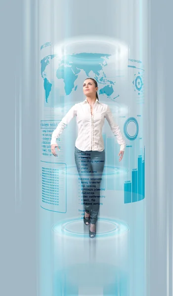 Ljus levitation portal i framtiden — Stockfoto