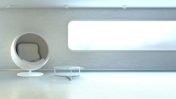 White modern armchair in interrior wall window copyspace — Stock Photo, Image